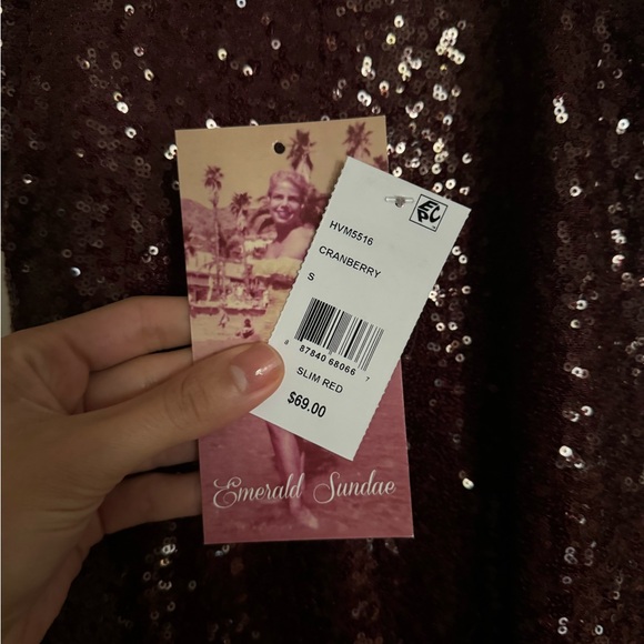 Emerald Sunday Sprakly Cranberry Red Mini Dress - Picture 6 of 7